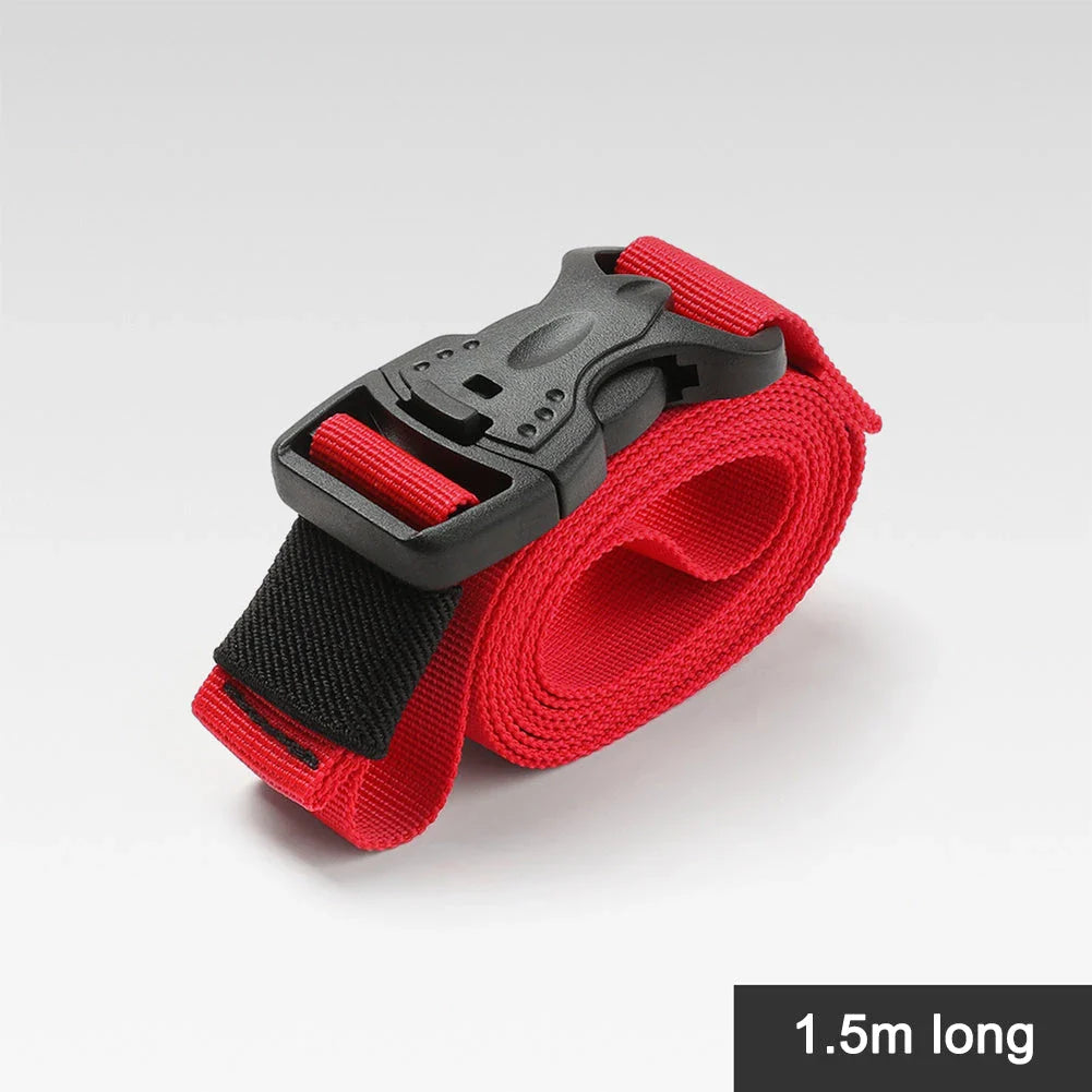 Durable nylon camping cargo tie down strap with adjustable cam buckle for securing outdoor gear and luggage