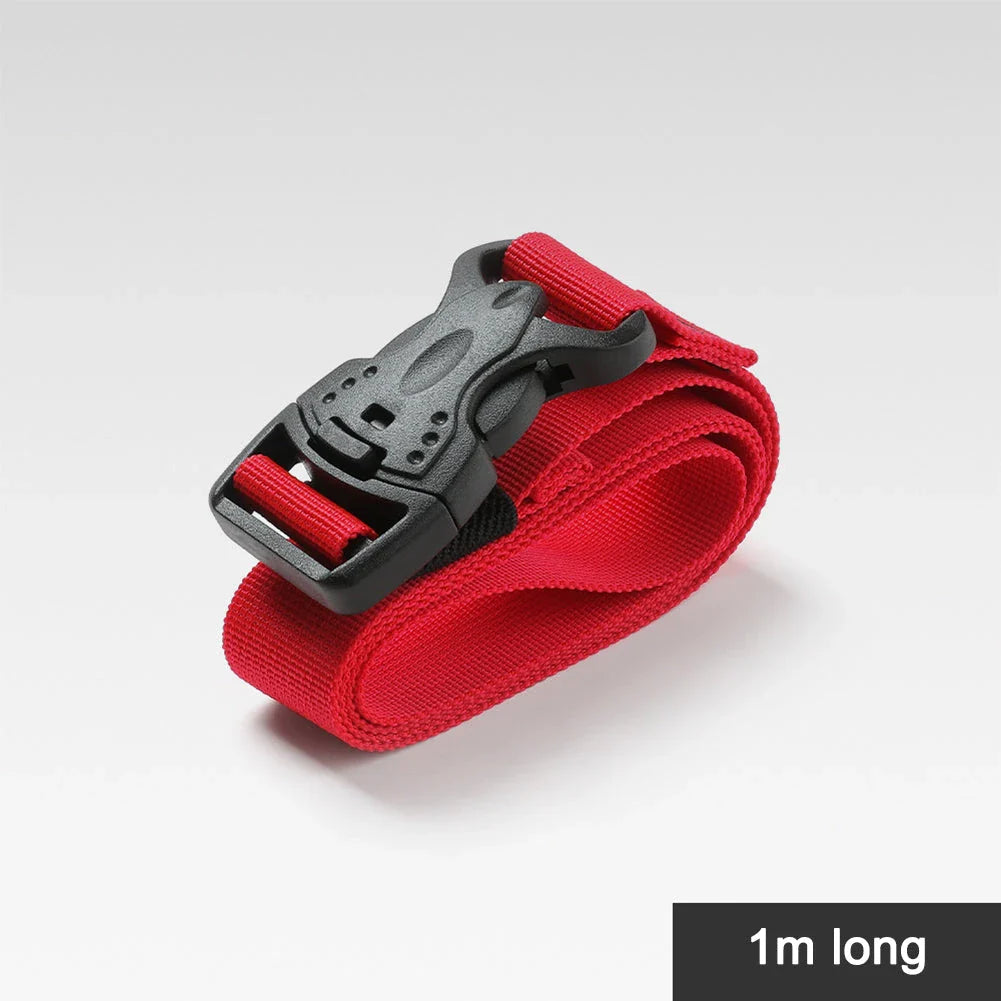 Durable nylon camping cargo tie down strap with adjustable cam buckle for securing outdoor gear and luggage