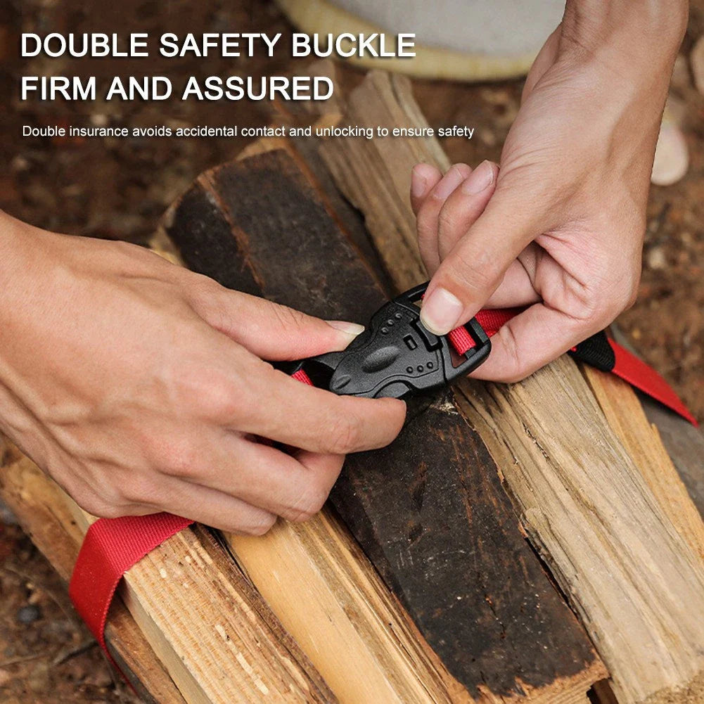 Durable nylon camping cargo tie down strap with adjustable cam buckle for securing outdoor gear and luggage