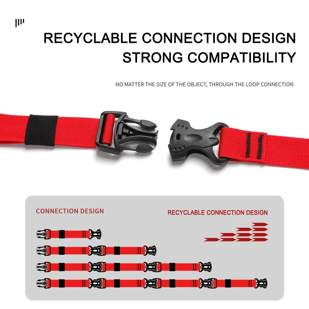 Durable nylon camping cargo tie down strap with adjustable cam buckle for securing outdoor gear and luggage