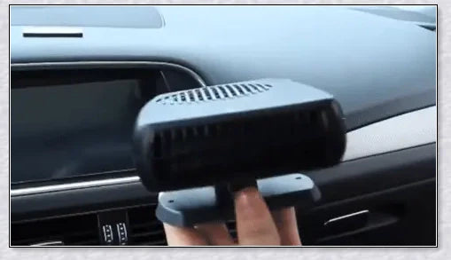 Powerful 12V plug-in car heater and defroster with flexible design and automatic safety features