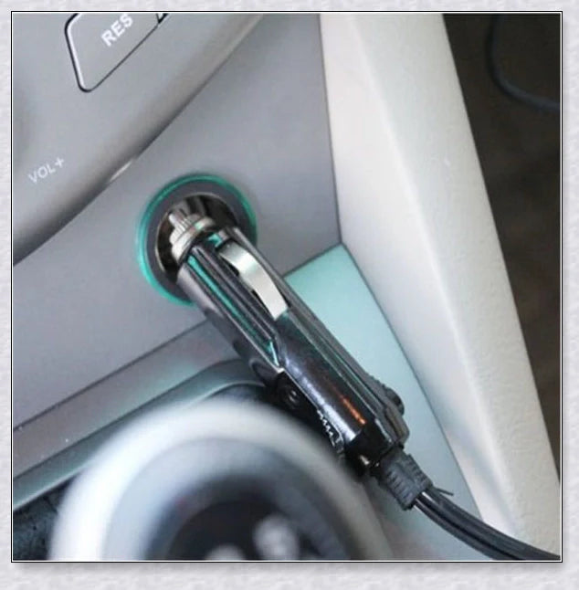 Powerful 12V plug-in car heater and defroster with flexible design and automatic safety features