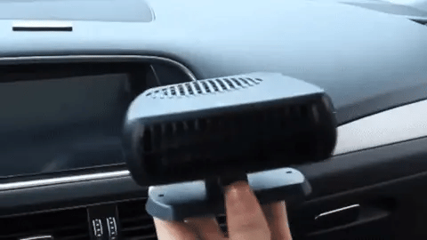 Powerful 12V plug-in car heater and defroster with flexible design and automatic safety features