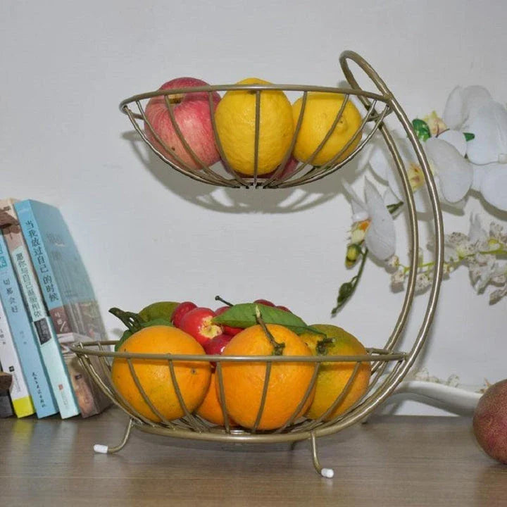 Premium iron fruit basket with sleek, modern design, perfect for storing and organising produce in the kitchen
