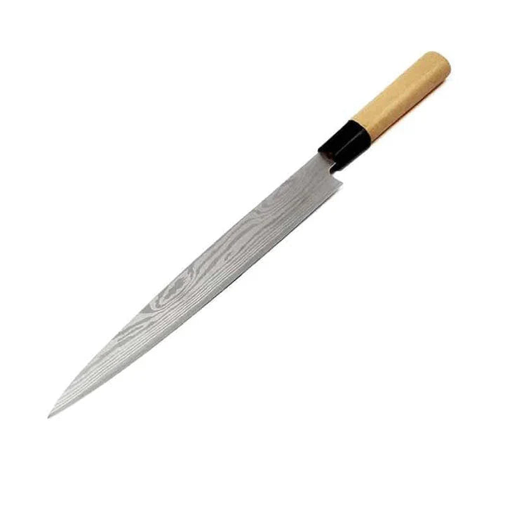 Premium stainless steel filleting knife with wooden handle, suitable for slicing fish, meat, and other ingredients in the kitchen