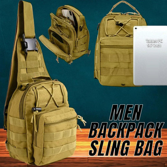 Men's Waterproof Tactical Sling Chest Pack with Adjustable Strap, Multiple Pockets, and Durable Military-Grade Nylon Construction