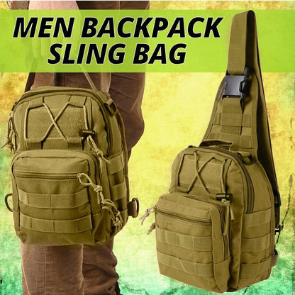 Men's Waterproof Tactical Sling Chest Pack with Adjustable Strap, Multiple Pockets, and Durable Military-Grade Nylon Construction