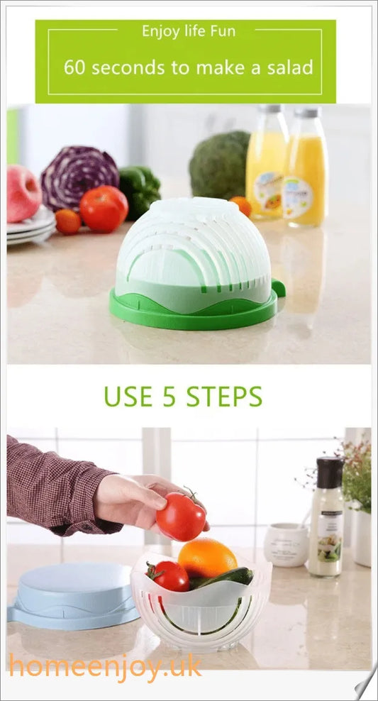60 Seconds Salad Cutting Slicer Bowl - Versatile kitchen gadget for quick and easy salad preparation