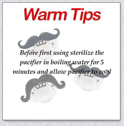 Adorable mustache-themed pacifier for newborns, designed with premium materials for safety and comfort