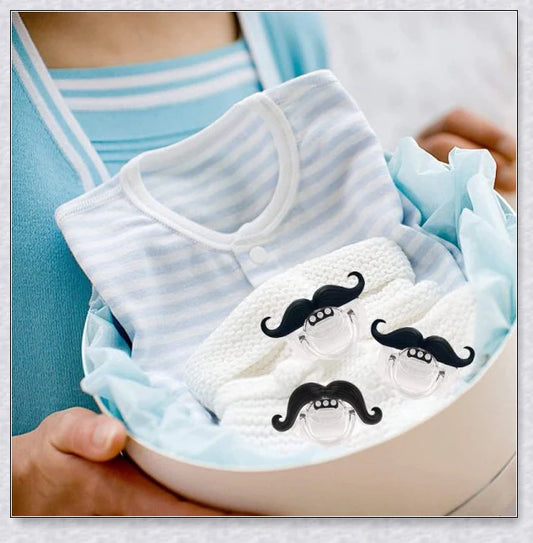 Adorable mustache-themed pacifier for newborns, designed with premium materials for safety and comfort