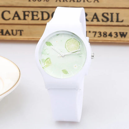 A children's wristwatch with a vibrant lemon-inspired design, featuring a waterproof casing and luminous dial for easy time-telling.