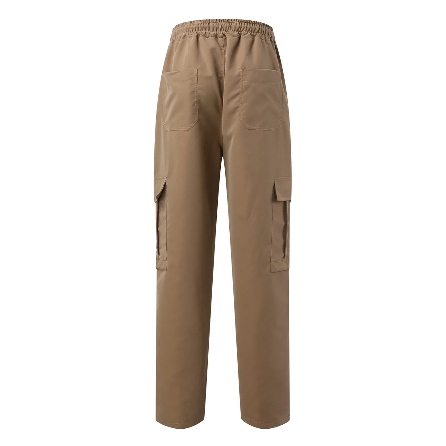 Casual cargo trousers for men in a relaxed, straight-leg fit with a drawstring waist and multiple pockets