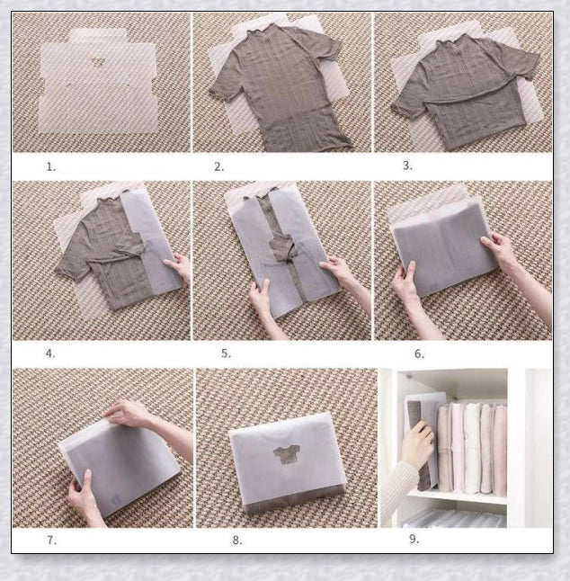 Storage Anti-Wrinkle Folding Clothes Board, a practical wardrobe organiser that keeps clothes neatly stacked and wrinkle-free.