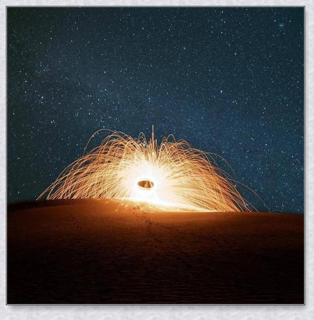 Spectacular Steel Wool Photography Kit with steel wool, whisk, and steel wire for creative light painting photography