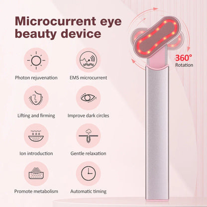 The EMS Eye Beauty Device, a compact and portable eye massager with microcurrent, warm compress, and 360° rotation technology to revitalise the delicate eye area.