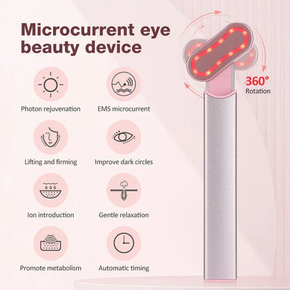 The EMS Eye Beauty Device, a compact and portable eye massager with microcurrent, warm compress, and 360° rotation technology to revitalise the delicate eye area.