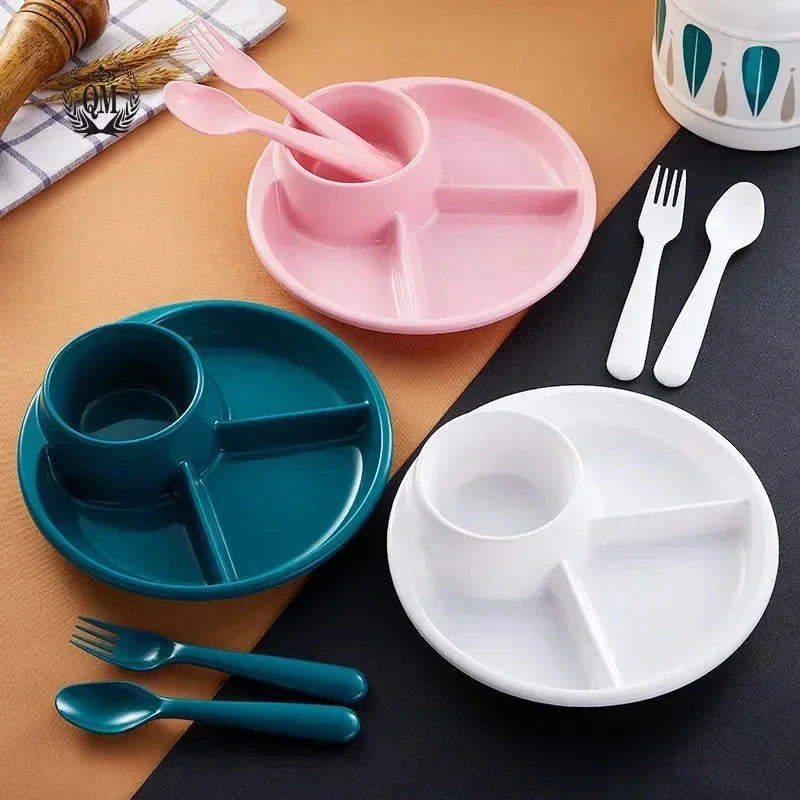 A blue bariatric portion control plate with clearly marked compartments for proteins, carbs, and vegetables