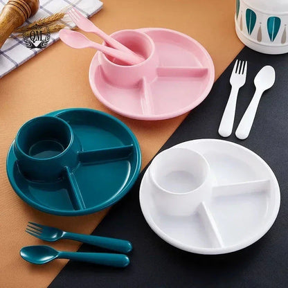 A blue bariatric portion control plate with clearly marked compartments for proteins, carbs, and vegetables