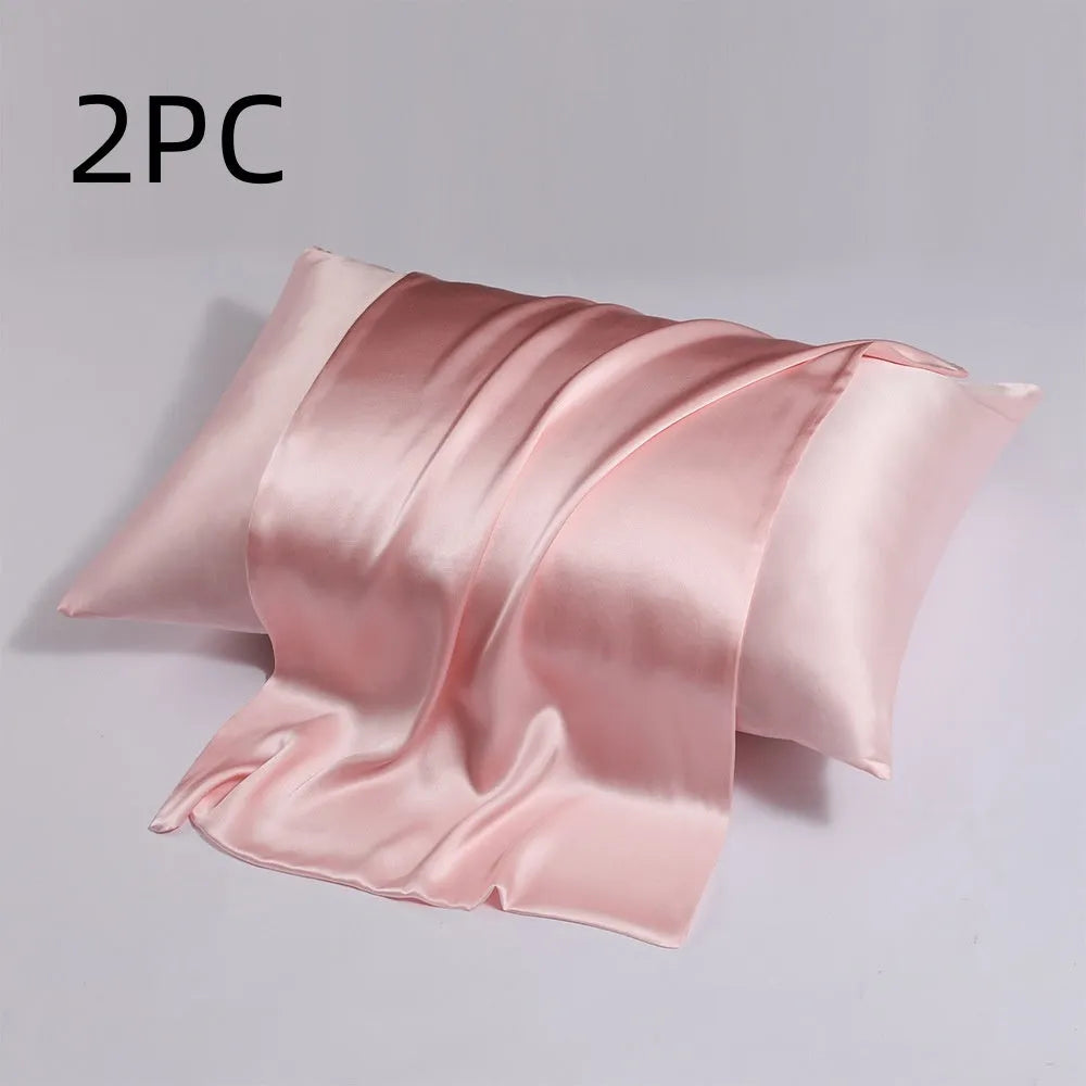 Silk pillowcase with zip closure showing double-sided texture in modern simplicity style