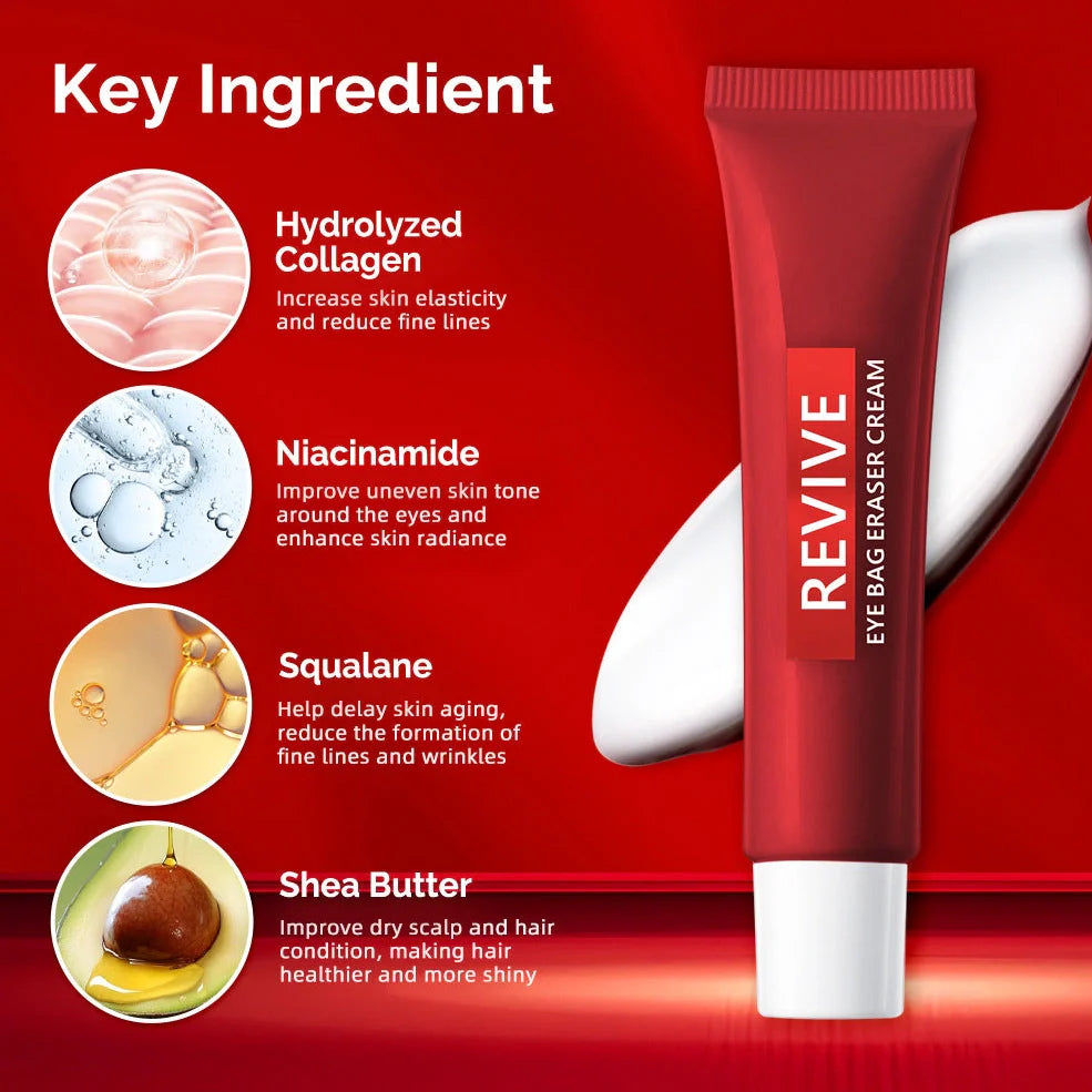 15ml jar of moisturising eye cream with hyaluronic acid and vitamin E for reducing dark circles