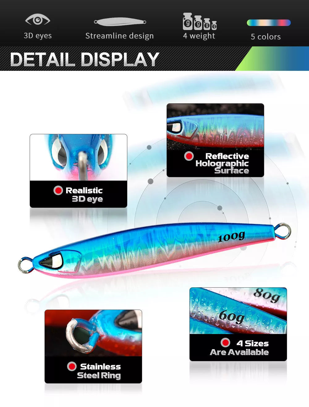 Sea Fishing Long Shot Iron Bait in various colours and weights