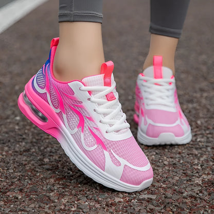 Women's mesh casual sneakers with PU sole in pink, plum red, and moonlight colour options