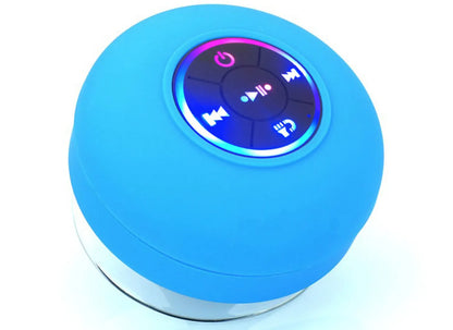 BTS07 large suction cup waterproof Bluetooth speaker with built-in light, shown in one of six available colours.