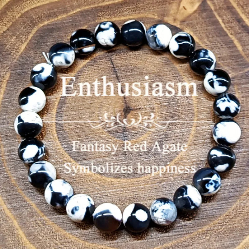 8mm natural agate bohemian ladies bracelet in four colour options