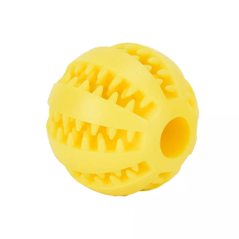 Vibrant watermelon-coloured rubber dog molar toy for durable chewing fun