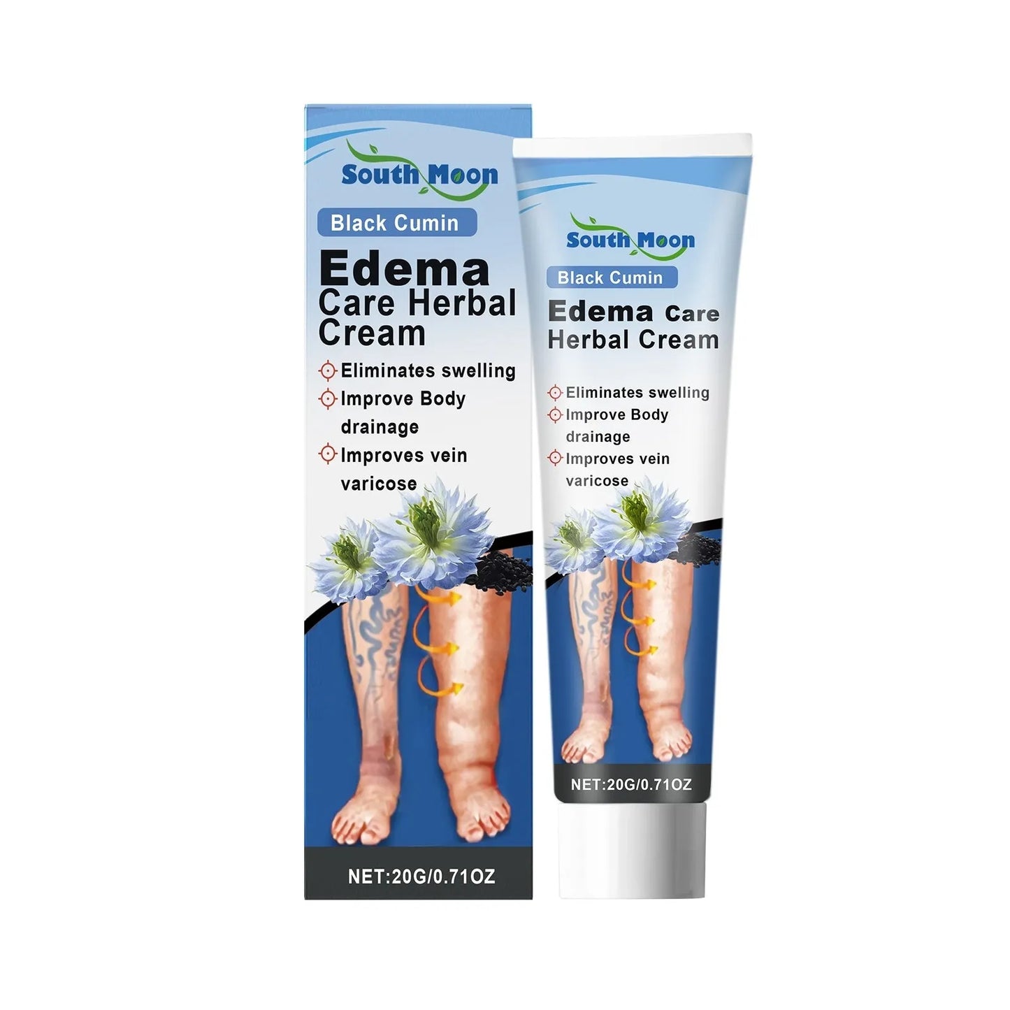 20g white tube of Herbal Gentle Soothing Leg Care Cream with black grass seeds and horse chestnut.