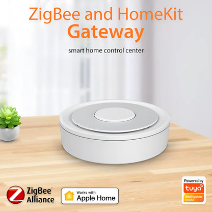 White square Zigbee smart home gateway hub with compact 78mm dimensions for home automation control