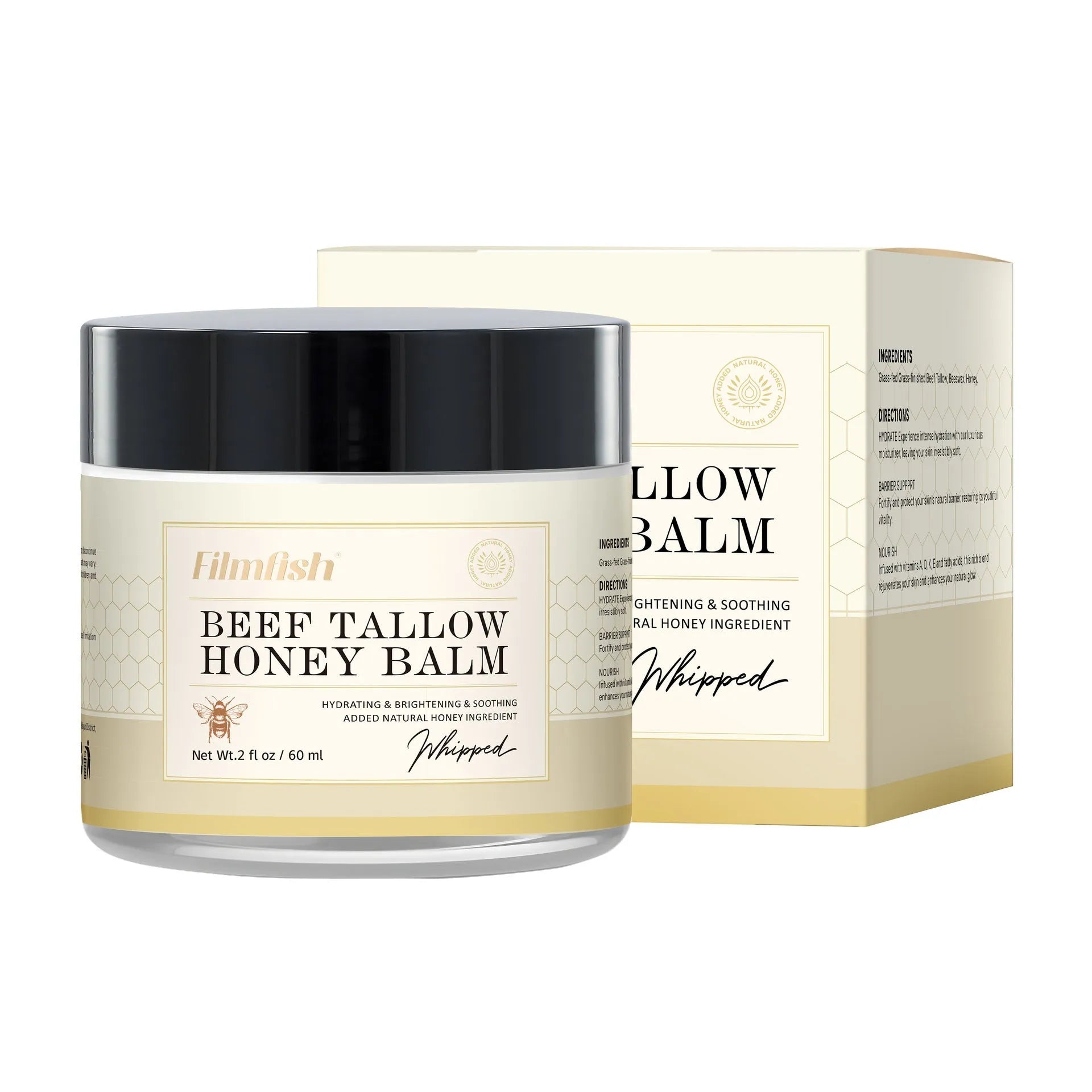 Honey moisturizing body cream in 60ml jar for dry skin care