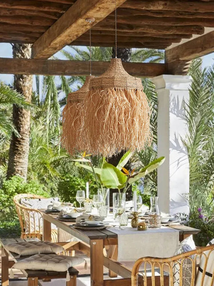 50cm diameter Southeast Asian style restaurant chandelier made from wild vetch and willow weaving