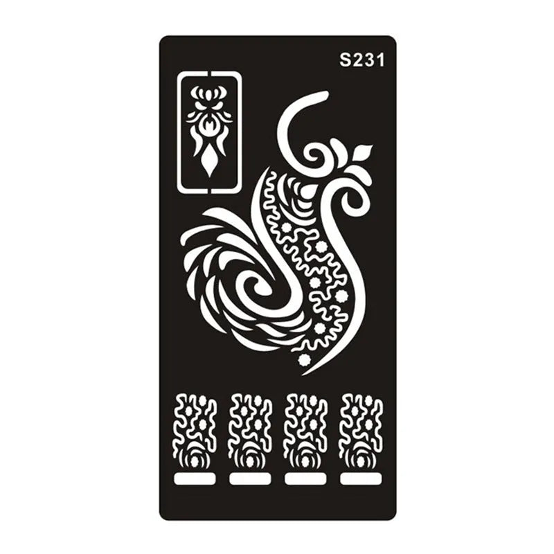 Hollow geometric tattoo template sticker on water transfer paper, Southeast Asian style design.