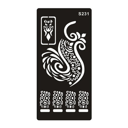 Hollow geometric tattoo template sticker on water transfer paper, Southeast Asian style design.