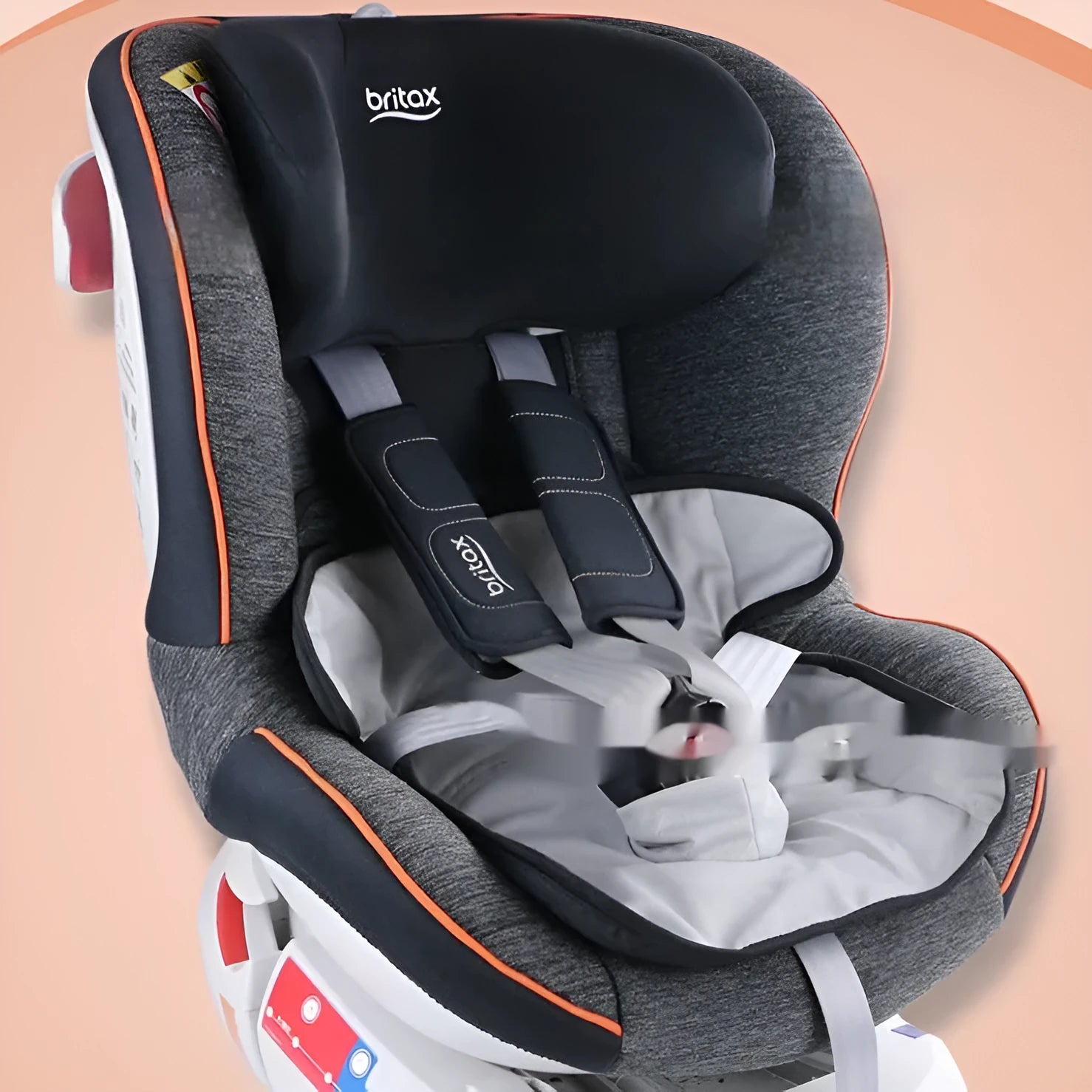 Alien-shaped car seat protective pad with urine separation feature in grey polyester
