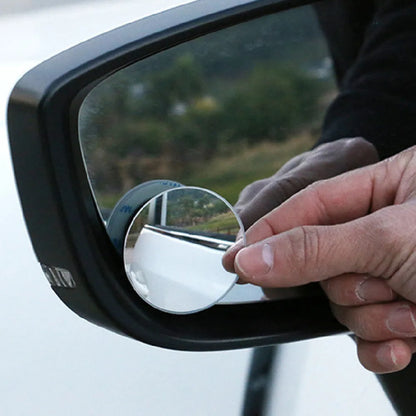 Two silver 5cm convex car blind spot mirrors with adjustable mounting