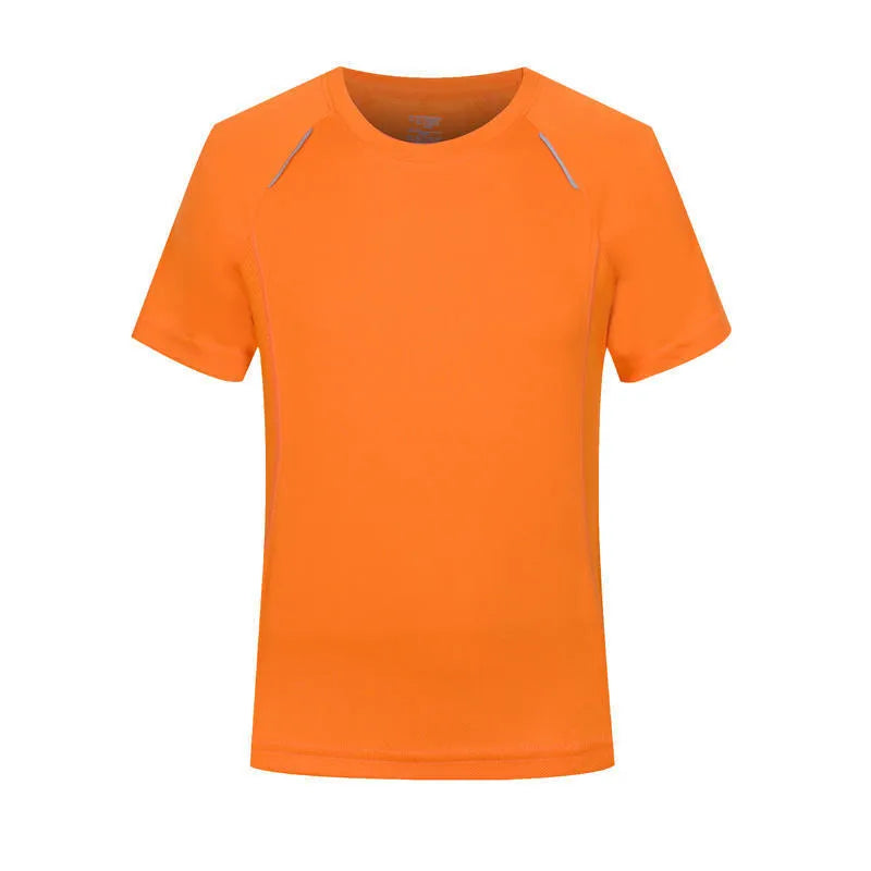 Men's slim fit quick-dry T-shirt in grey, showing round neck and short sleeve design.