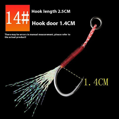 Bright wire iron plate single hook fishhook with binding wire for boat and sea fishing, showing No. 9 to No. 14 size options