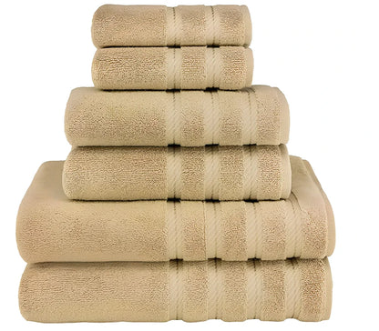 Three-piece long staple cotton towel set in blue: 33x33cm face cloth, 70x33cm hand towel, 70x137cm bath towel