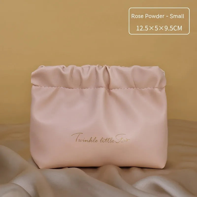 Leather travel toiletry bag with dry-wet separation compartments in caramel mocha colour