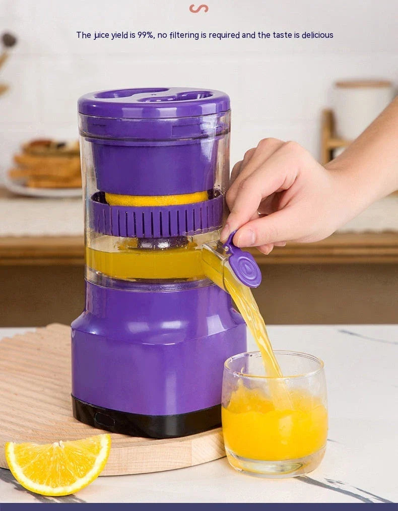 Electric citrus juicer with rechargeable battery, versatile for lemons, limes, oranges, and grapefruits