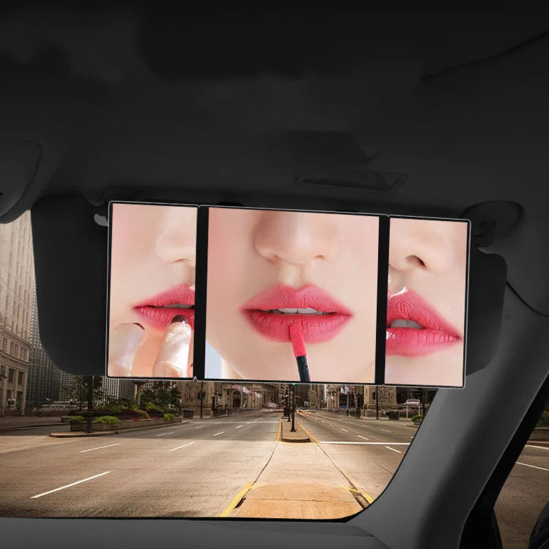 Portable Carry-on Small Car Visor Grooming Mirror: Compact 15.5x14cm Folding Design with 260g Weight for Travel and On-the-Go Use