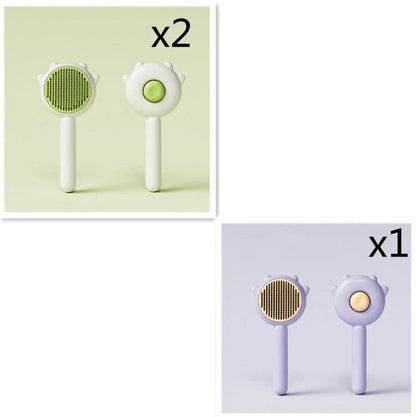 Premium pet grooming brush featuring dual-action hair removal and soothing massage for cats and dogs