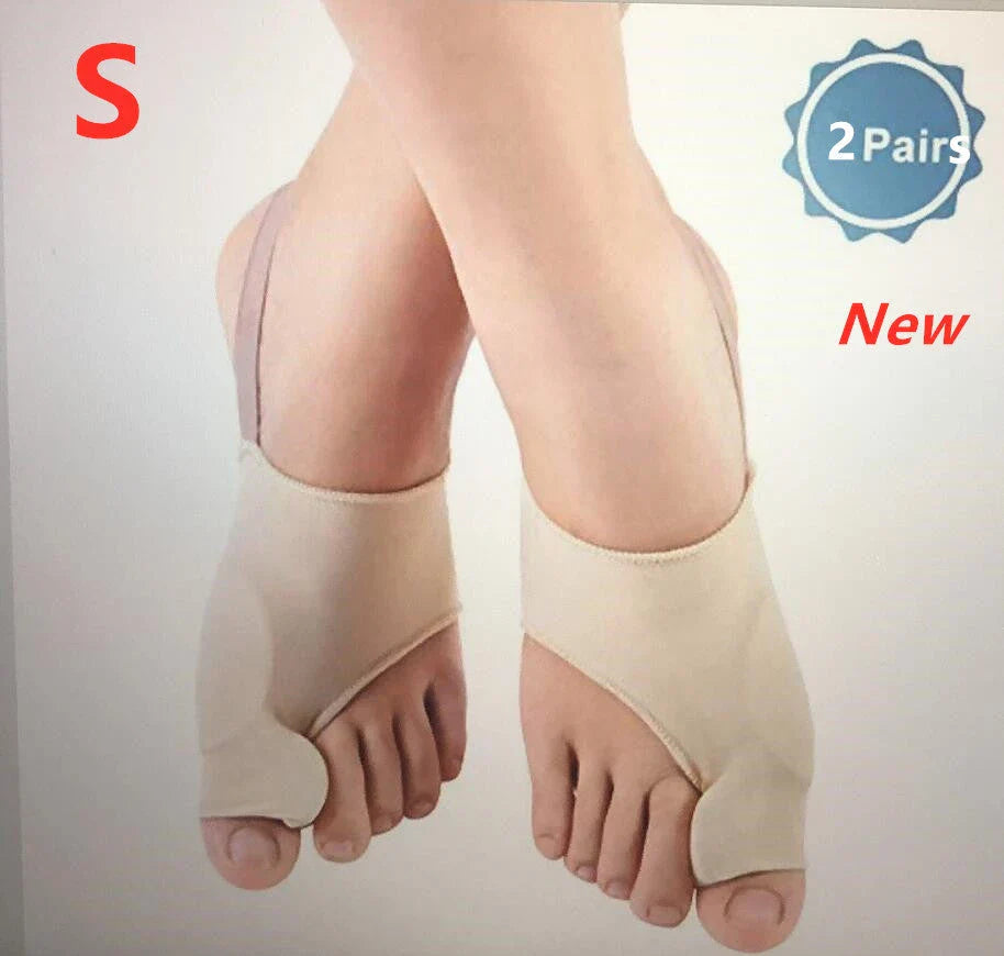Corrective toe separator socks featuring a gel pad for bunion pain relief and a silicone toe spacer for proper foot alignment