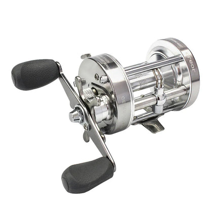 CL-60 metal double brake drum fishing reel in gun colour, gold or blue, 510g copper aluminium alloy, left or right hand