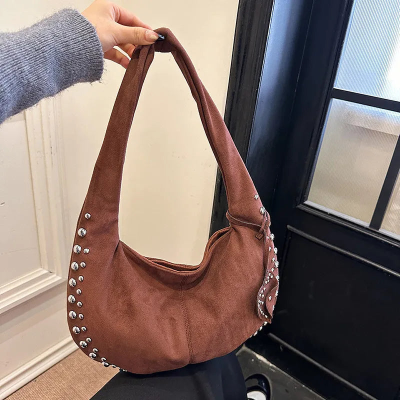 Soft plush women's tote handbag in retro style, shown in available colours