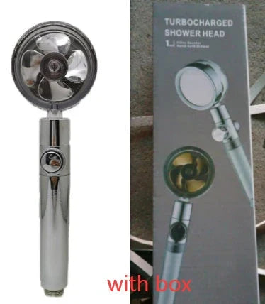 360° Rotating Shower Head with Built-In Fan - Premium ABS Plastic Construction, Water-Saving High-Pressure Spray