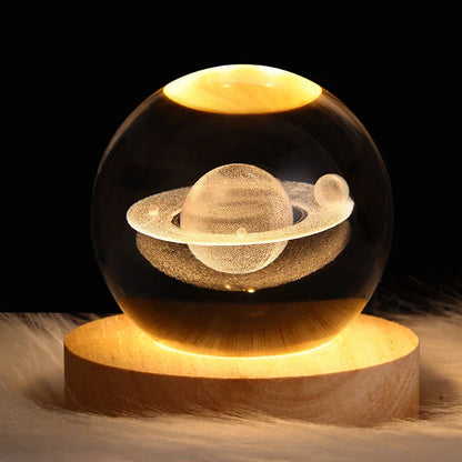 Enchanting galaxy crystal ball night light with 3D pattern, creating a mesmerizing celestial display for bedroom decor