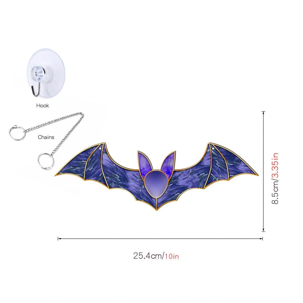 Geometric pumpkin bat ghost acrylic Halloween decoration with 60cm chain and suction cup hook